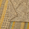 Sanskriti Vintage Sarees Gray 100%Pure Crepe Silk Printed Sari 5+yd Craft Fabric