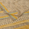Sanskriti Vintage Sarees Gray 100%Pure Crepe Silk Printed Sari 5+yd Craft Fabric