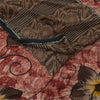 Sanskriti Vintage Sarees Red & Brown Pure Crepe Printed Sari 5+yd Craft Fabric