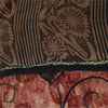 Sanskriti Vintage Sarees Red & Brown Pure Crepe Printed Sari 5+yd Craft Fabric
