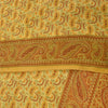 Sanskriti Vintage Sarees Yellow Pure Crepe Silk Printed Sari 5+yd Craft Fabric