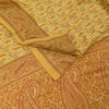 Sanskriti Vintage Sarees Yellow Pure Crepe Silk Printed Sari 5+yd Craft Fabric