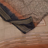 Sanskriti Vintage Sarees Ivory Pure Crepe Silk Printed Sari 5+yd Craft Fabric