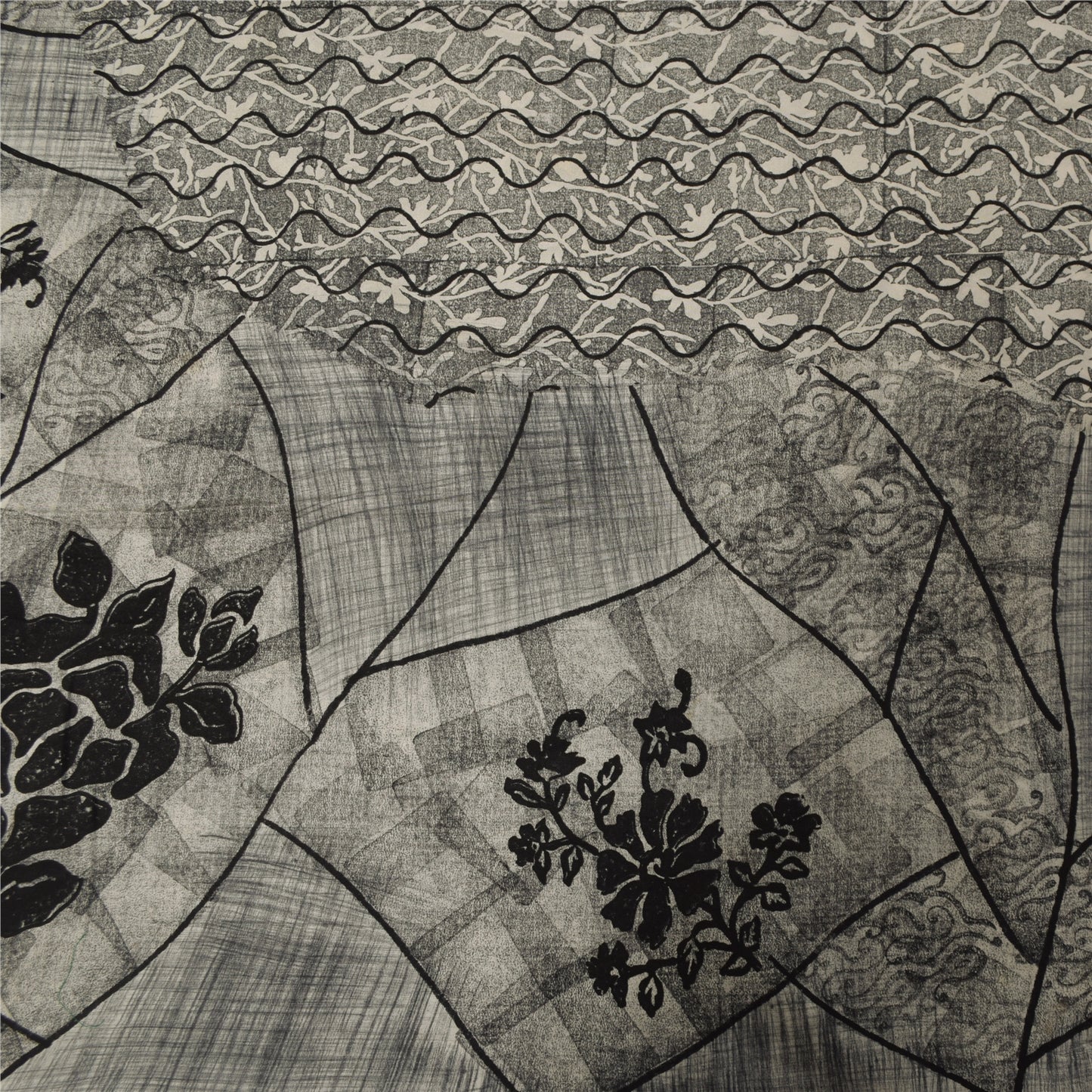 Sanskriti Vintage Sarees Gray 100%Pure Crepe Silk Printed Sari 5+yd Craft Fabric