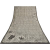 Sanskriti Vintage Sarees Gray 100%Pure Crepe Silk Printed Sari 5+yd Craft Fabric