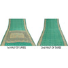 Sanskriti Vintage Sarees Green Pure Crepe Silk Printed Sari 5+yd Craft Fabric