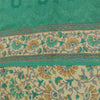 Sanskriti Vintage Sarees Green Pure Crepe Silk Printed Sari 5+yd Craft Fabric