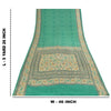 Sanskriti Vintage Sarees Green Pure Crepe Silk Printed Sari 5+yd Craft Fabric