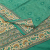 Sanskriti Vintage Sarees Green Pure Crepe Silk Printed Sari 5+yd Craft Fabric