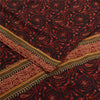 Sanskriti Vintage Sarier Sort &amp; Orange Ren Crepe Print Sari 5+ yards Håndværksstof