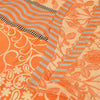 Sanskriti Vintage Sarees Orange Pure Crepe Silk Printed Sari 5+yd Craft Fabric