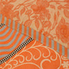 Sanskriti Vintage Sarees Orange Pure Crepe Silk Printed Sari 5+yd Craft Fabric