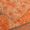 Sanskriti Vintage Sarees Orange Pure Crepe Silk Printed Sari 5+yd Craft Fabric