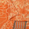Sanskriti Vintage Sarees Orange Pure Crepe Silk Printed Sari 5+yd Craft Fabric