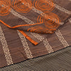 Sanskriti Vintage Sarees Brown 100% Pure Crepe Geometric Print Sari 5+yd Fabric
