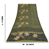 Sanskriti Vintage Sarier Grøn &amp; Sort Ren Crepe Trykt Sari 6yd Håndværksstof