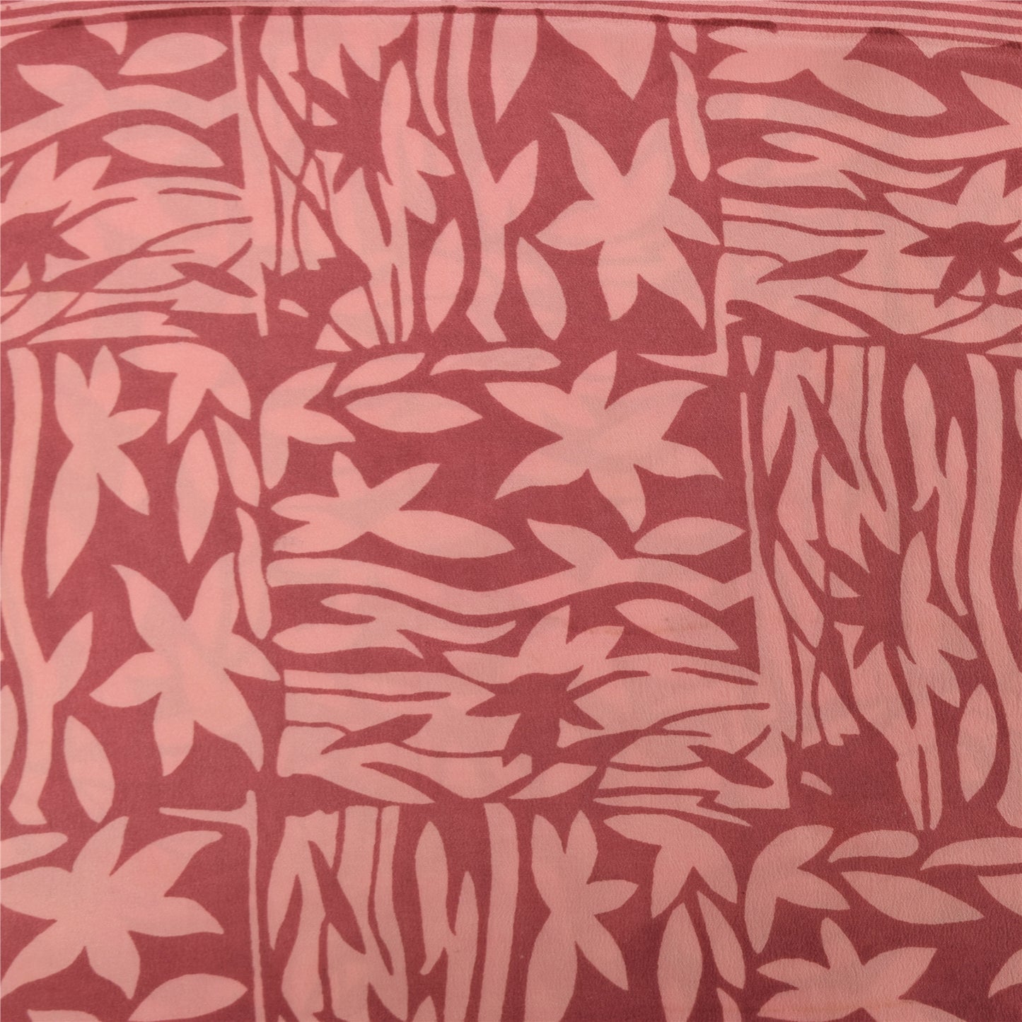 Sanskriti Vintage Sarees Pink Pure Crepe Silk Printed Sari 5+yd Craft Fabric