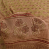 Sanskriti Vintage Sarees Green Pure Crepe Silk Printed Sari 5+yd Craft Fabric