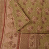 Sanskriti Vintage Sarees Green Pure Crepe Silk Printed Sari 5+yd Craft Fabric