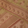 Sanskriti Vintage Sarees Green Pure Crepe Silk Printed Sari 5+yd Craft Fabric
