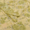 Sanskriti Vintage Sarees Cream Hand Beaded Pure Crepe Printed Sari 5+yd Fabric