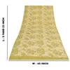 Sanskriti Vintage Sarees Cream Hand Beaded Pure Crepe Printed Sari 5+yd Fabric