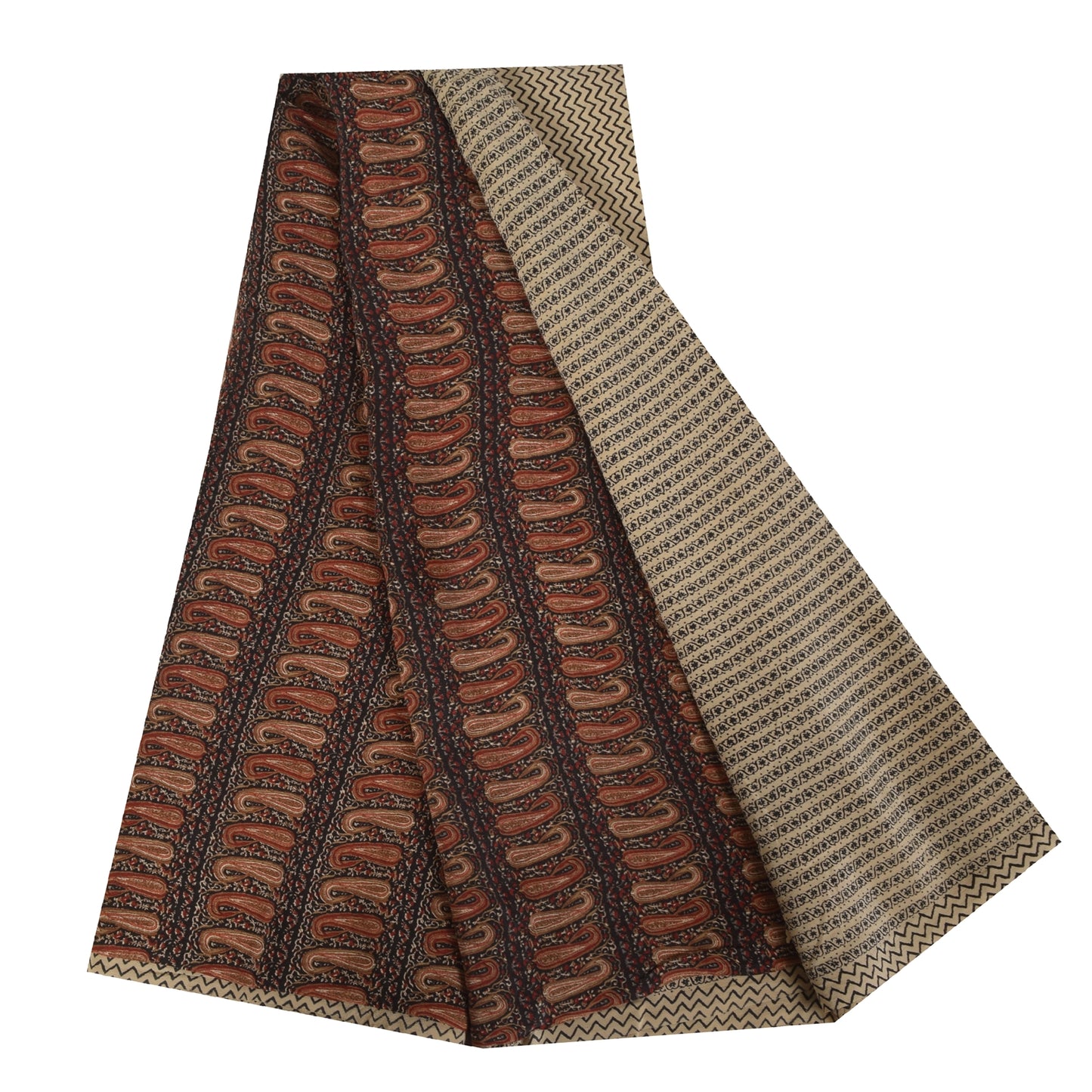 Sanskriti Vintage Sarier Elfenben Ren Crepe Silke Trykt Sari 5+ yard Håndværksstof