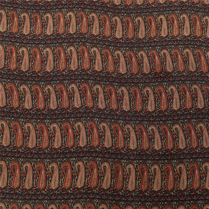 Sanskriti Vintage Sarier Elfenben Ren Crepe Silke Trykt Sari 5+ yard Håndværksstof