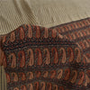 Sanskriti Vintage Sarier Elfenben Ren Crepe Silke Trykt Sari 5+ yard Håndværksstof