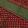 Sanskriti Vintage Sarees Red Hand Beaded Pure Crepe Print Sari 5+yd Craft Fabric