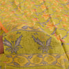 Sanskriti Vintage Sarees Green Pure Crepe Silk Printed Sari 5+yd Craft Fabric