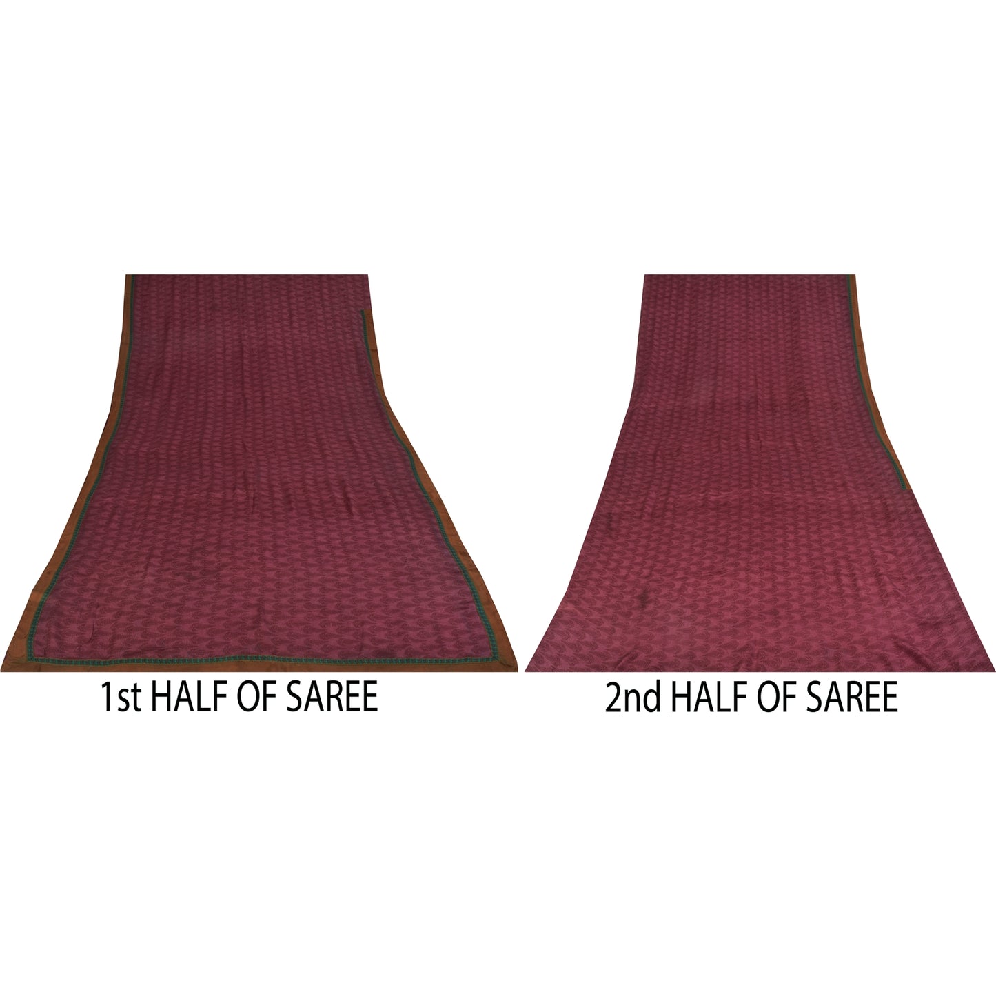 Sanskriti Vintage Sarees Purple Pure Crepe Silk Printed Sari 5+yd Craft Fabric