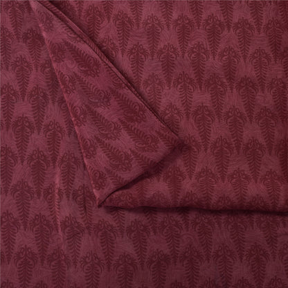 Sanskriti Vintage Sarees Purple Pure Crepe Silk Printed Sari 5+yd Craft Fabric