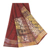 Sanskriti Vintage Sarees Red Pure Crepe Geometric Printed Sari 5+yd Craft Fabric