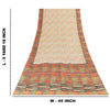 Sanskriti Vintage Sarees Ivory Pure Crepe Geometric Print Sari 5+yd Craft Fabric