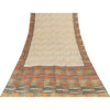 Sanskriti Vintage Sarees Ivory Pure Crepe Geometric Print Sari 5+yd Craft Fabric