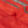 Sanskriti Vintage Sarees Red Pure Crepe Geometric Printed Sari 6+yd Craft Fabric