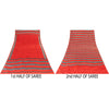 Sanskriti Vintage Sarees Red Pure Crepe Geometric Printed Sari 6+yd Craft Fabric