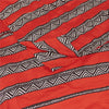 Sanskriti Vintage Sarees Red Pure Crepe Geometric Printed Sari 6+yd Craft Fabric