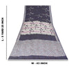 Sanskriti Vintage Sarees Blue Pure Crepe Lines & Floral Printed Sari 5+yd Fabric