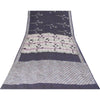 Sanskriti Vintage Sarees Blue Pure Crepe Lines & Floral Printed Sari 5+yd Fabric