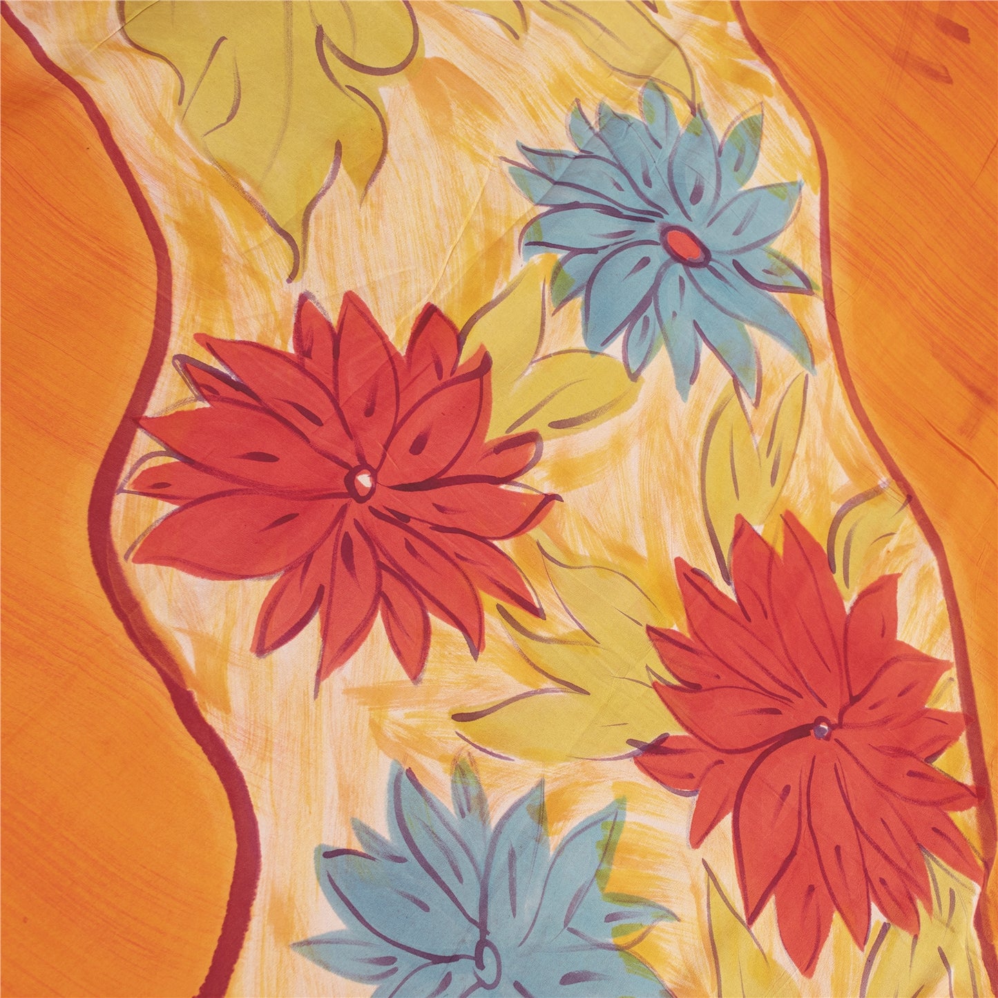 Sanskriti Vintage Sarees Mustard Pure Crepe Silk Printed Sari 5+yd Craft Fabric