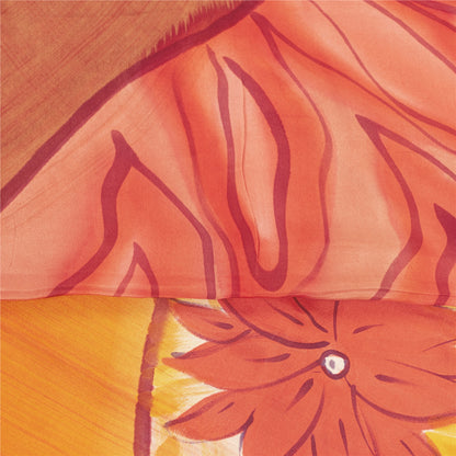 Sanskriti Vintage Sarees Mustard Pure Crepe Silk Printed Sari 5+yd Craft Fabric