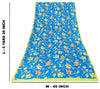 Sanskriti Vintage Sarees Blue Pure Crepe Silk Printed Sari 5+yd Craft Fabric