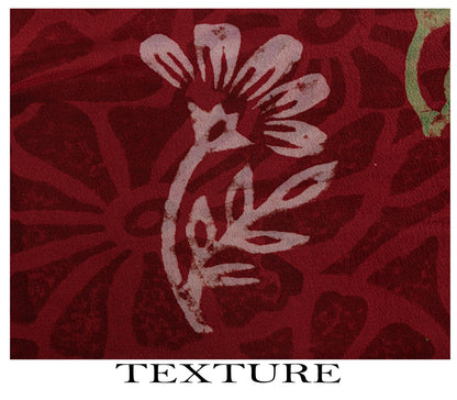 Sanskriti Vintage Saree Dark Red Pure Crepe Floral Printed Sari 5.5+Yard Fabric