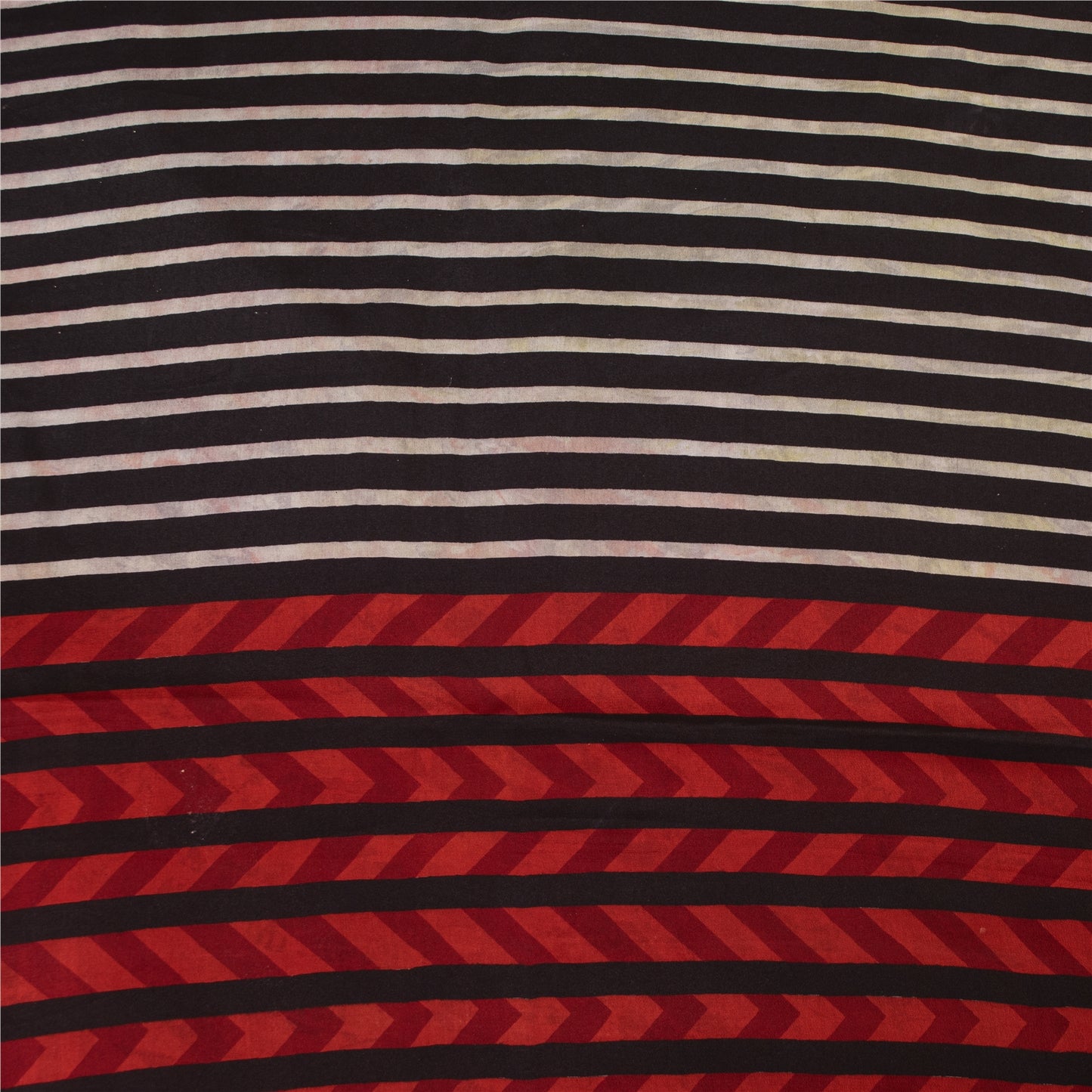 Sanskriti Vintage Sarees Green Pure Crepe Silk Printed Sari 6+yd Craft Fabric