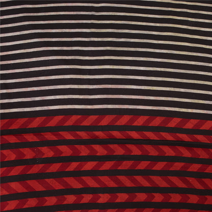 Sanskriti Vintage Sarees Green Pure Crepe Silk Printed Sari 6+yd Craft Fabric