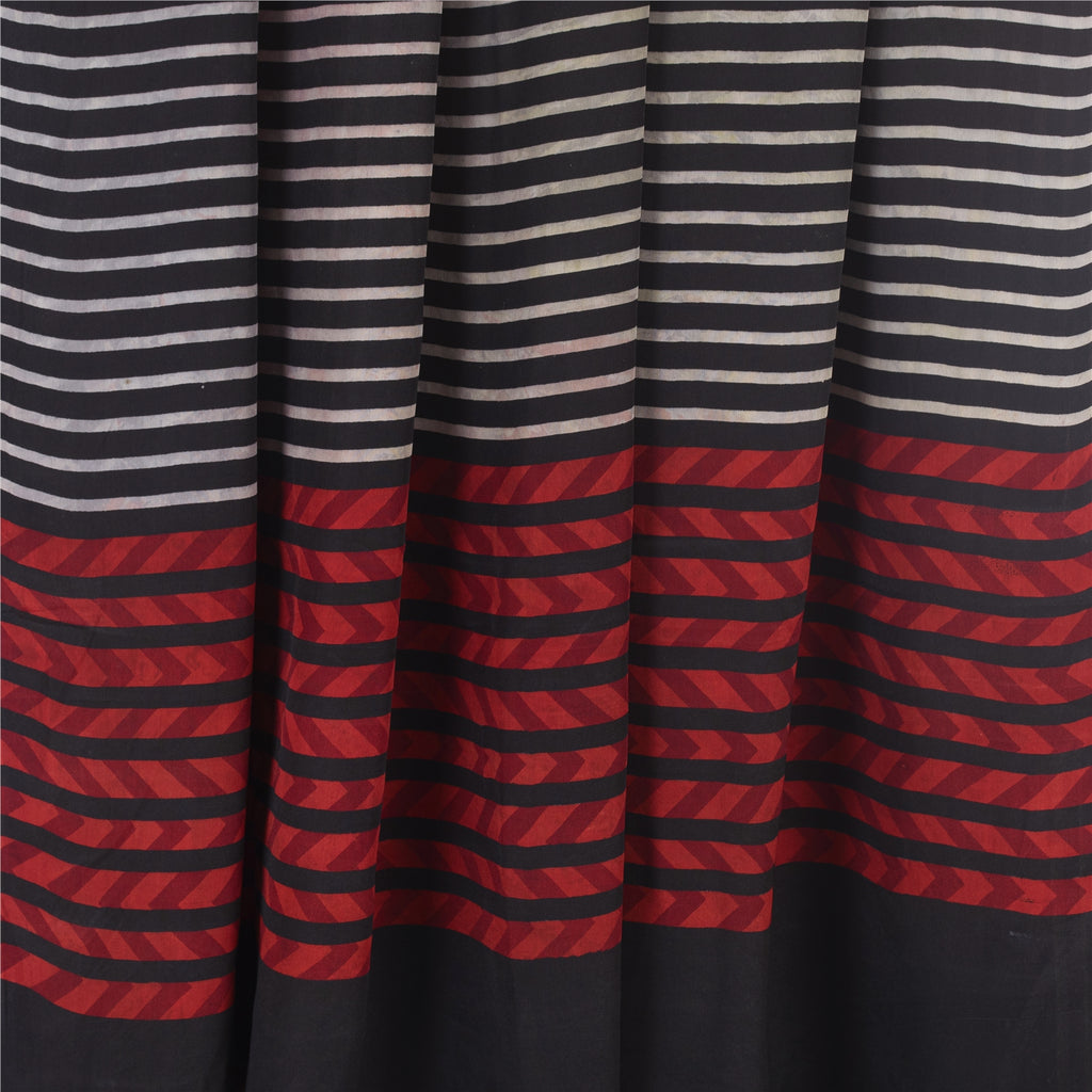 Sanskriti Vintage Sarees Green Pure Crepe Silk Printed Sari 6+yd Craft Fabric