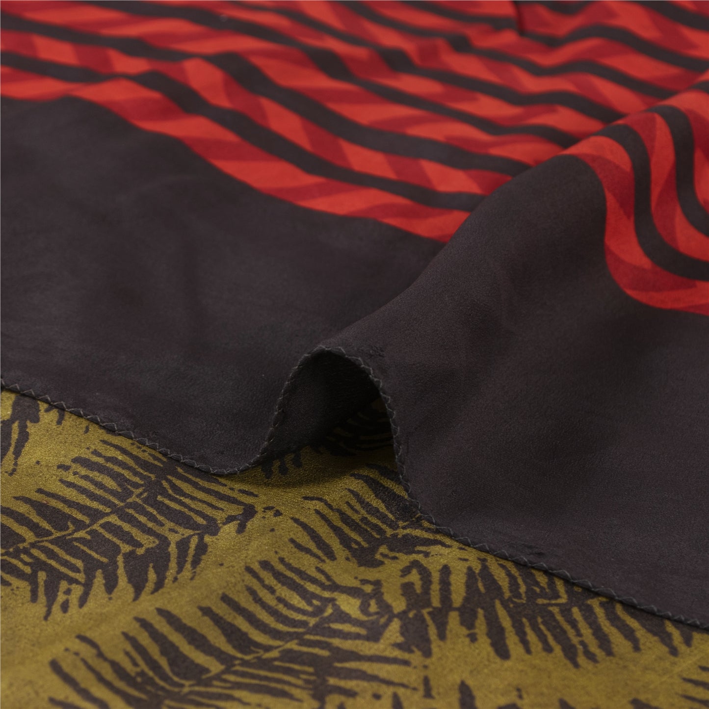 Sanskriti Vintage Sarees Green Pure Crepe Silk Printed Sari 6+yd Craft Fabric