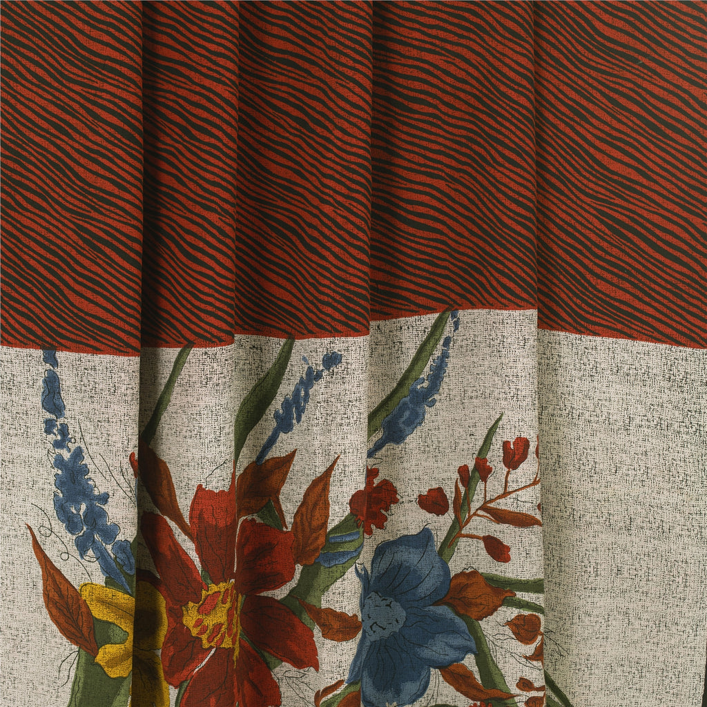 Sanskriti Vintage Sarees Ivory & Orange Pure Crepe Print Sari 5+yd Craft Fabric